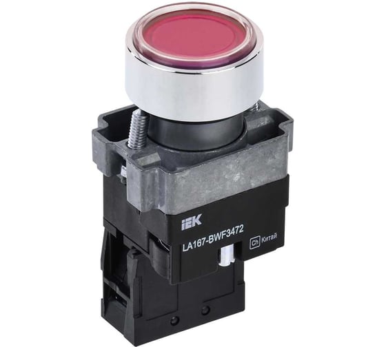 Кнопка IEK LA167-BWF3472 d=22мм RC 1NC с подсвет красная BBT20-BWF3472-2-12-67-K04