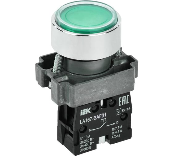 Кнопка IEK LA167-BAF31 d=22мм 1NO зеленая BBT20-BAF31-1-22-67-K06