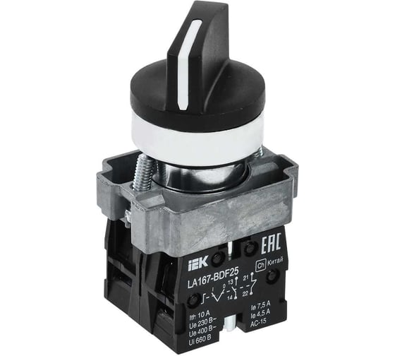 Переключатель IEK LA167-BDF25 2 положения 1NO+1NC черный BSW20-BDF25-3-24-67-2-K02