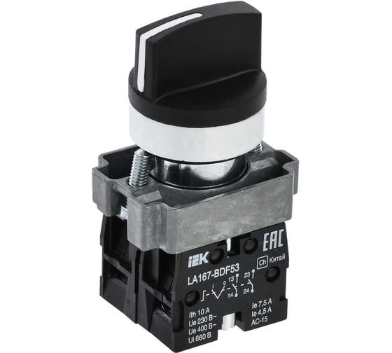 Переключатель IEK LA167-BDF53 3 положения 2NO черный BSW20-BDF53-4-24-67-3-K02