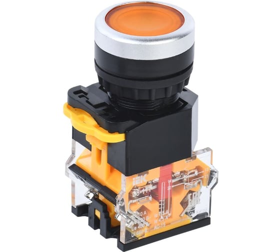 Кнопка IEK D8-11T d=22мм 1NO+1NC с фиксацией желтая BBT30-11T-3-21-K05