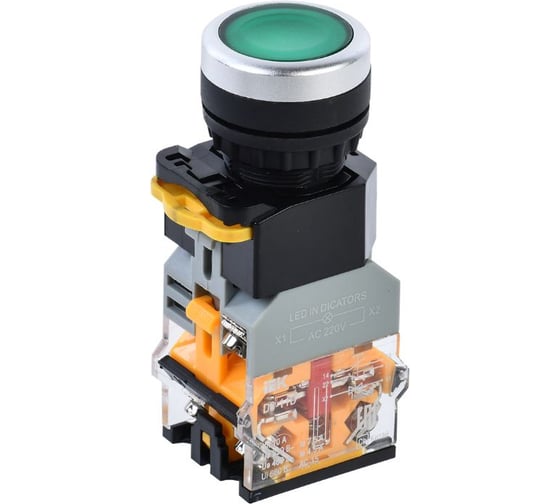 Кнопка IEK D8-11D d=22мм 1NO+1NC с подсветкой зеленая BBT30-11D-3-12-K06