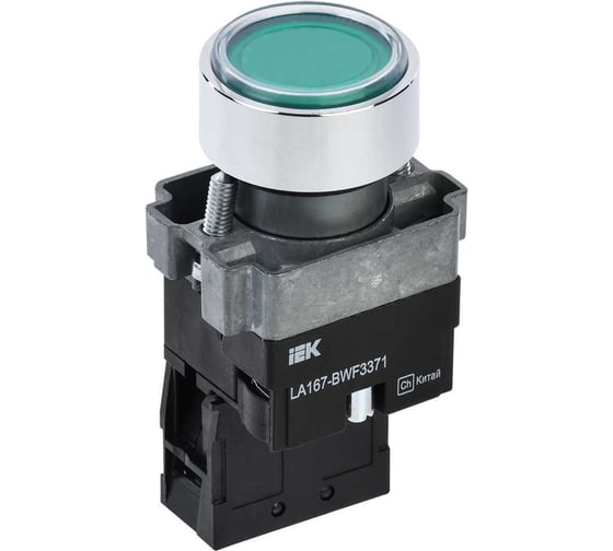 Кнопка IEK LA167-BWF3371 d=22мм RC 1NO с подсвет зеленая BBT20-BWF3371-1-12-67-K06