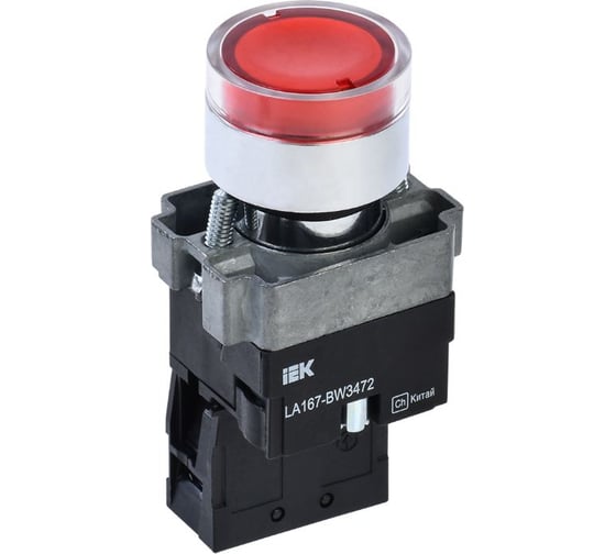 Кнопка IEK LA167-BW3472 d=22мм RC 1NC с подсветкой, красная BBT20-BW3472-2-12-67-K04