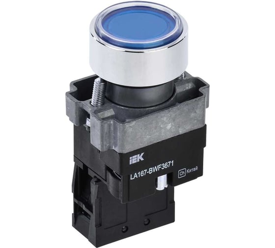 Кнопка IEK LA167-BWF3671 d=22мм RC 1NO с подсветкой, синяя BBT20-BWF3671-1-12-67-K07