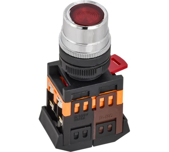Кнопка GENERICA ABLF-22 красный d22мм неон/240В NO+NC BBT10-ABLF-K04