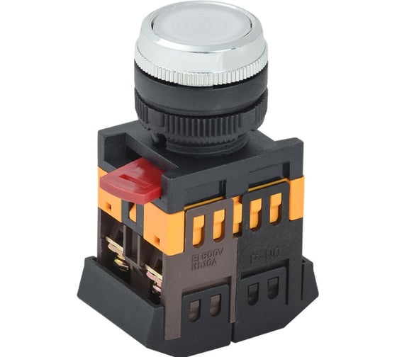 Кнопка GENERICA ABLFS-22 белый d22мм неон/240В 1з+1р IEK BBT30-ABLFS-K01