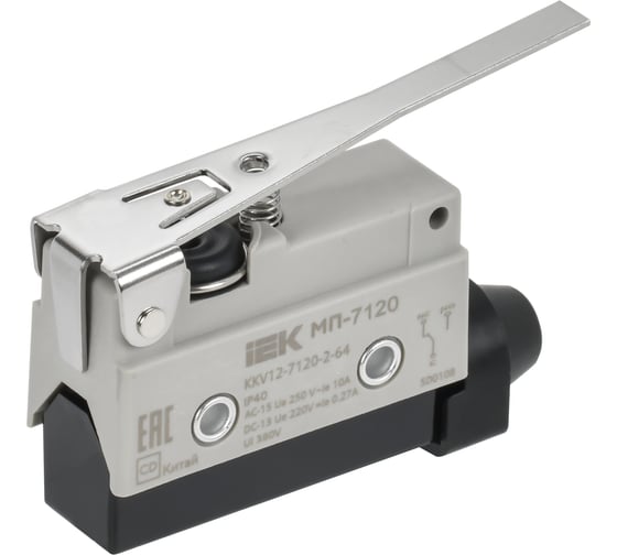 Микропереключатель концевой IEK МП-7120 рычаг IP40 KKV12-7120-2-64