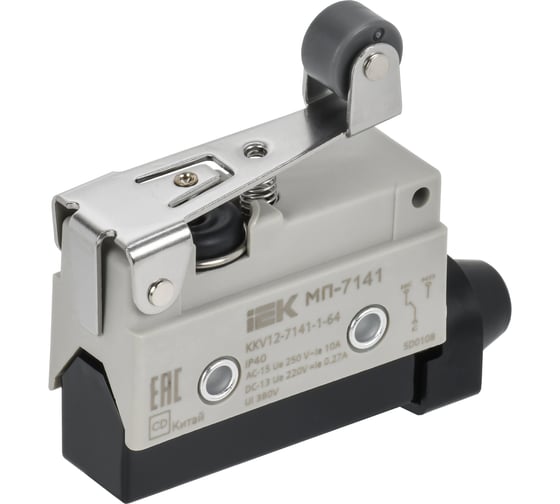 Микропереключатель концевой IEK МП-7141 укороченный рычаг с роликом IP40 KKV12-7141-1-64