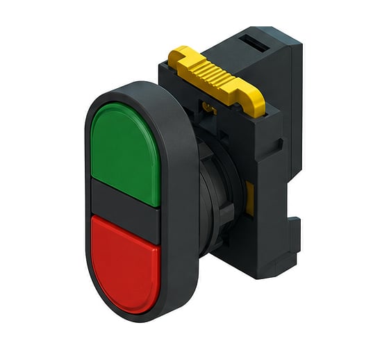 Кнопка EKF SB-D2 красно-зеленая Пуск-стоп с подстветкой 24V AC/DC 1NO+1NC IP67 SB-D811-W-D