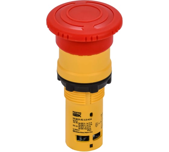 Кнопка IEK Грибок IP65 с фиксацией моноблок 1NO+1NC красная MASTER MI-BG71-7E-3-21-K04