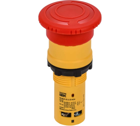Кнопка IEK Грибок IP65 с фиксацией моноблок 1NC красная MASTER MI-BG71-7E-2-21-K04