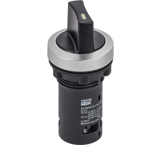 Переключатель IEK IP65 3 позиции моноблок NO+NC чёрный MASTER MI-SW70-7E-3-21-3-K02