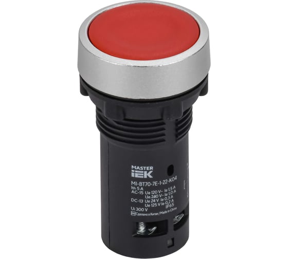 Кнопка IEK IP65 моноблок возвратная 1NC красная MASTER MI-BT70-7E-1-22-K04