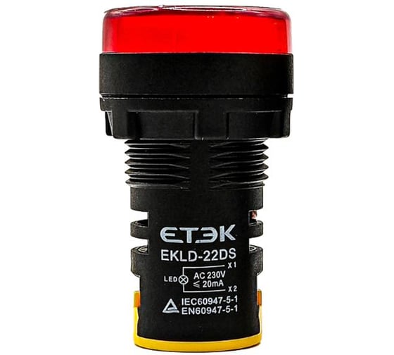 Лампа ETEK EKLD-22DS-R-220 красная 220VAC, D22, 10 шт 17590