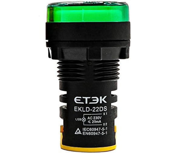 Лампа ETEK EKLD-22DS-G-220 зеленая 220VAC, D22, 10 шт 17594
