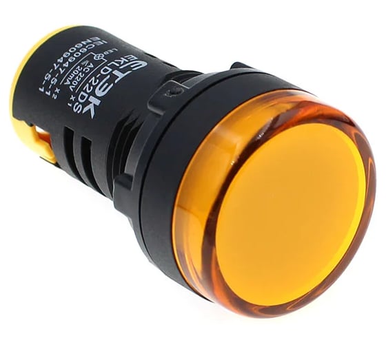 Лампа ETEK EKLD-22DS-Y-220 желтая 220VAC, D22, 10 шт 17592