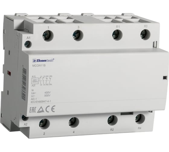 Контактор модульный ELCOMTECH MCON11B-125-22-230AC 125A 2NO 2NC 230VAC 6х модульный УТ-00046526