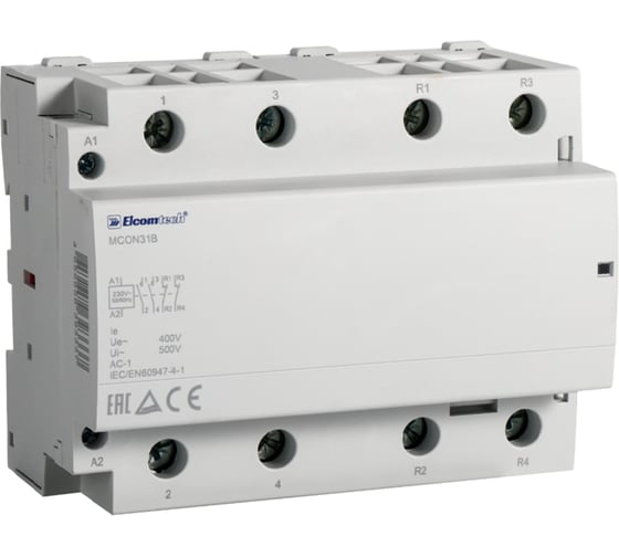 Контактор модульный ELCOMTECH MCON31B-125-22-230AC 125A 2NO 2NC 230VAC 6х модульный УТ-00046527