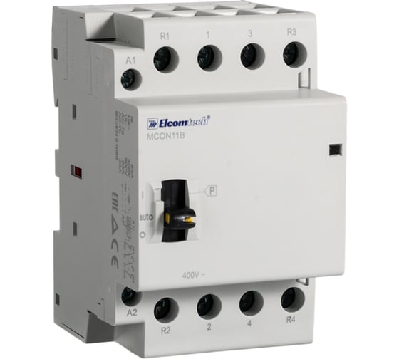 Контактор модульный ELCOMTECH MCON11B-63-22-M230AC 63A 2NO 2NC 230VAC с ручным управлением 3х модульный УТ-00046516