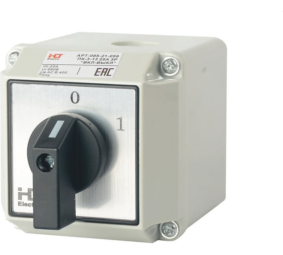 Переключатель кулачковый HLT ПК-3-13 25А 3P ВКЛ-ВЫКЛ IP54 085-21-059