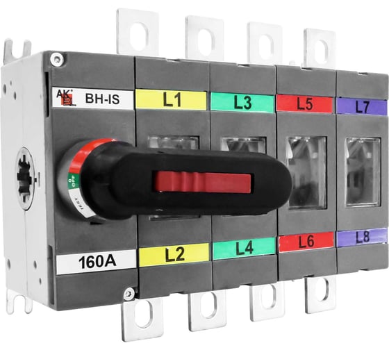 Выключатель нагрузки с видимым разрывом Akel ВН-IS-D4P-160A-С 4P/160A/1000V передняя рукоятка на корпусе 803072