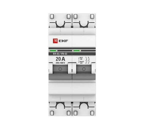 Выключатель нагрузки EKF 2P 20А ВН-63 PROxima SL63-2-20-pro
