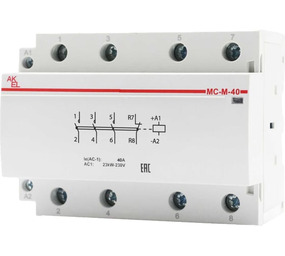 Контактор модульный Akel ВА47-МС-М-3-40-31 3 модуля 3NO+1NC/40A/230VAC 401237