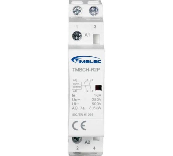 Модульный контактор Timelec 2P, 16A, 2NO, тип AC TMBCH-R2P-16AC2NO
