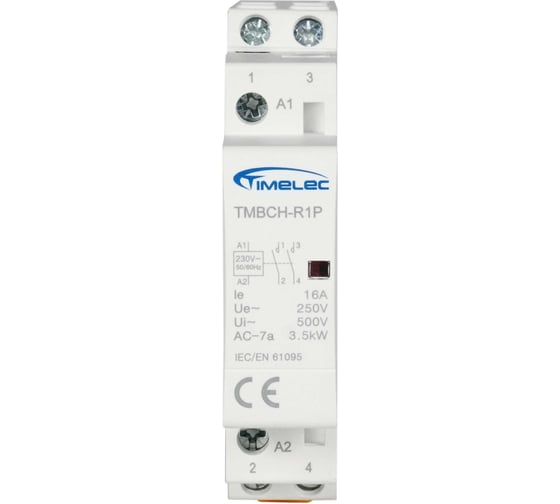 Модульный контактор Timelec 1P, 16A, 2NO, тип AC TMBCH-R1P-16AC2NO