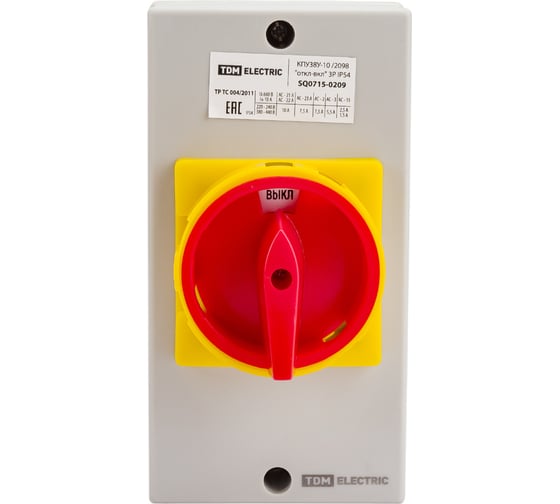 Кулачковый переключатель TDM ELECTRIC КПУ38У-10 /2098 откл-вкл 3Р IP54 SQ0715-0209