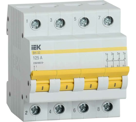 Выключатель нагрузки (мини-рубильник) IEK ВН-32 4Р 125А MNV10-4-125 1