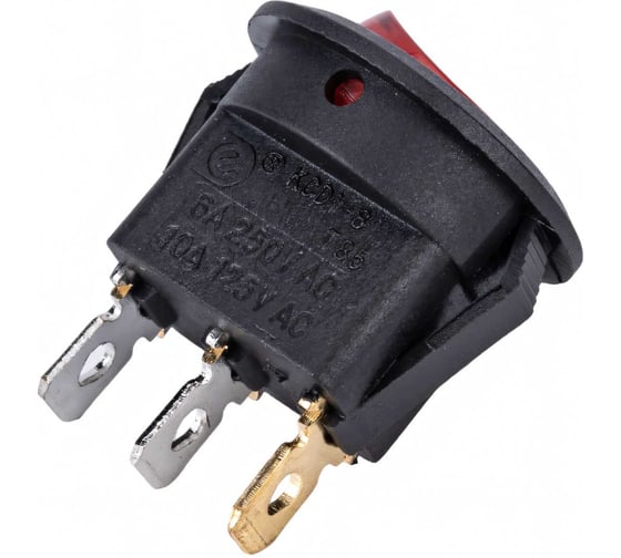 Круглая клавиша Nord-Yada 250V 6А красная с подсветкой (3контакта) ON-OFF (2шт в упаковке) 905487
