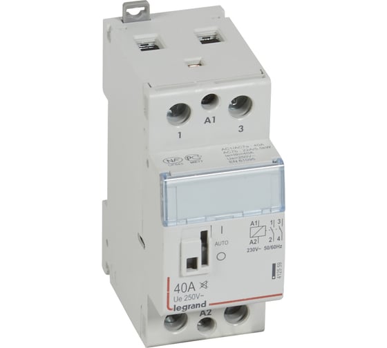 Контактор Legrand CX³ 2П 250 В~ с катушкой 230 В~ 40 A 2 Н.О. 2 модуля с рукояткой управления малошумный 412559