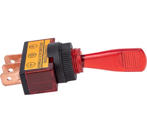 Однополюсный тумблер Nord-Yada 12V 20А с красной подсветкой (3контакта) ON-OFF 905520