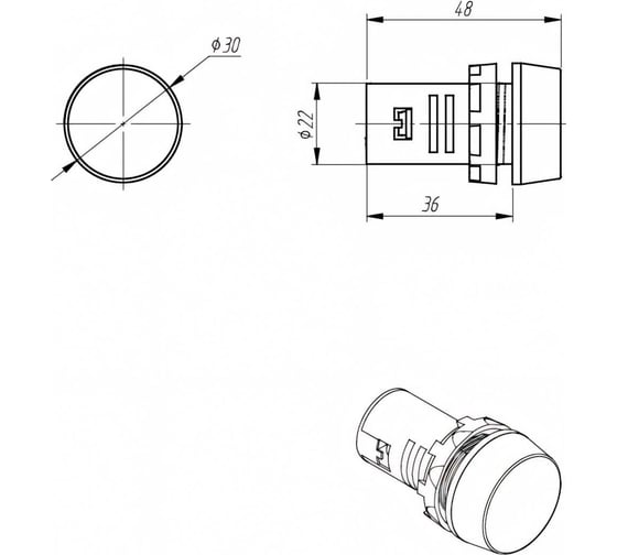 Сигнальная LED лампа MEYERTEC красный, 24V AC/ DC IP65 MT22-S14 арт. 000000 99137
