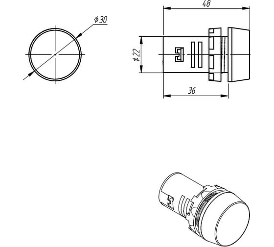 Сигнальная LED лампа MEYERTEC красный, 220V AC/ DC IP65 MT22-S34 арт. 00000 100738