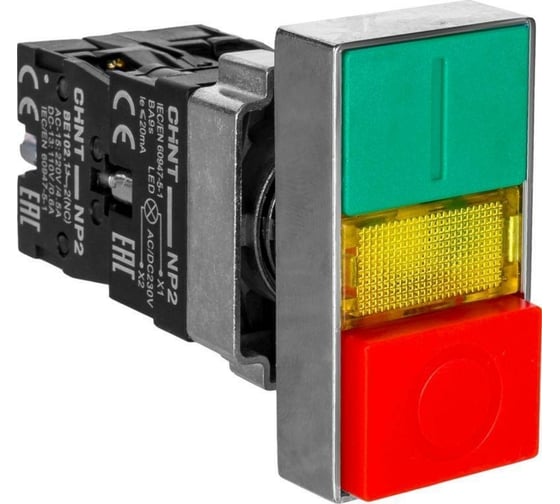 Двойная кнопка CHINT NP2-EW8465 1НО+1НЗ AC/DC 220/230В(LED) IP40 574745 1
