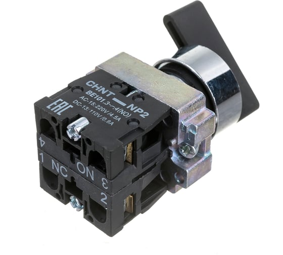 Переключатель CHINT NP2-BJ25 2 полож. с фиксацией 1НЗ +1НО IP40 574857 1