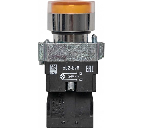 Кнопка EKF BA51 с подсветкой 24В желтая NO PROxima xb2-bw51-24