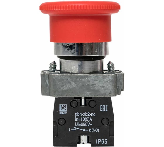 Кнопка EKF BS542 поворотная красная грибок NC IP65 PROxima xb2-bs542-65