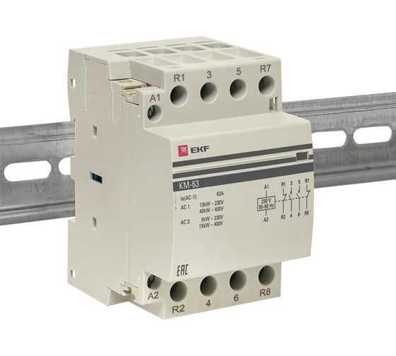 Модульный контактор EKF КМ 63А 2NО+2NC (3 модуля) PROxima km-3-63-22
