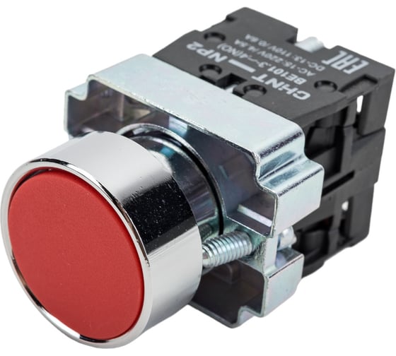 Кнопка управления CHINT NP2-BA45 без подсветки красная 1НЗ +1НО IP40 573764 1