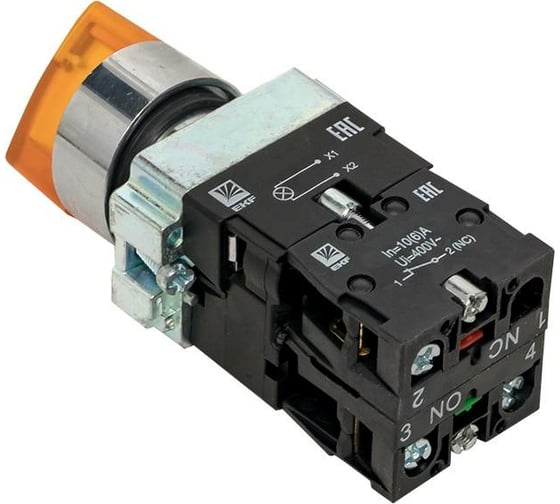 Переключатель EKF BD33 3P c желтой подсветкой 230В NO PROxima xb2-bk33-y-230