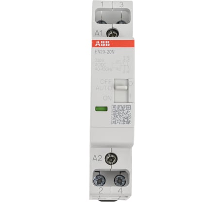 Контактор ABB EN20-20N-06 модульный с ручным управлением (20А АС-1, 2НО), катушка 230В AC/DC 1SBE122111R0620