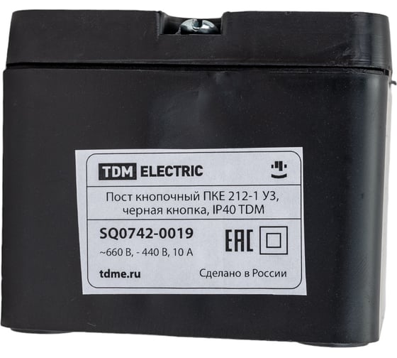 Кнопочный пост ПКЕ TDM ELECTRIC 212-1 У3, черная кнопка, IP40 SQ0742-0019