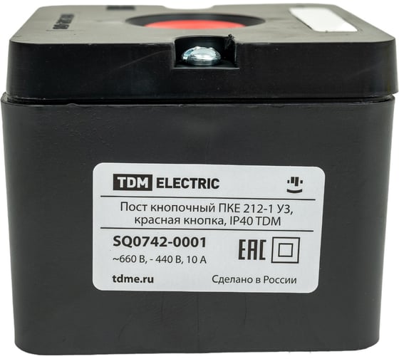 Кнопочный пост ПКЕ TDM ELECTRIC 212-1 У3, красная кнопка, IP40 SQ0742-0001