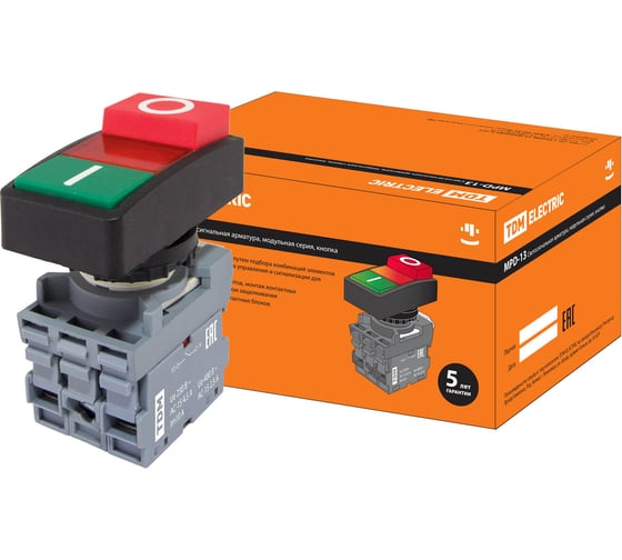 Двойная кнопка TDM MPD13-11R LED (диаметр 22 мм; 24В; I/O) SQ0747-0039