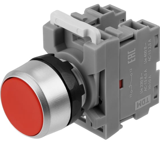 Кнопка с фиксацией TDM ELECTRIC MP2-20R (в сборе; диаметр 22 мм; 1з+1р; красная) SQ0747-0007