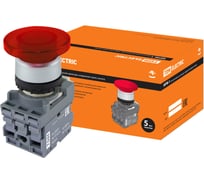 Грибовидная кнопка TDM МРМ1-11R(LED) (в сборе; диаметр 40 мм; 24B; 1з+1р; красная) SQ0747-0034